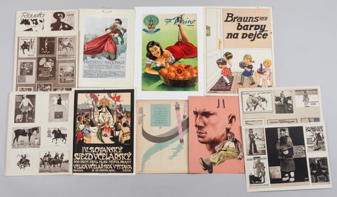 12 VINTAGE EUROPEAN ADVERTISEMENTS