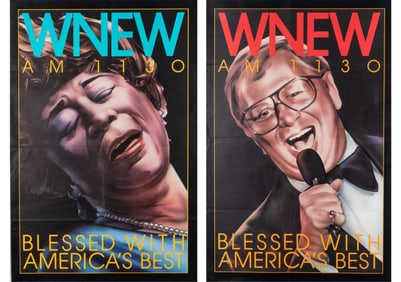 2 WNEW AM 1130 ADVERTISEMENT POSTERS [FRANKLIN, TORME]