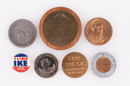 SEVEN TOKENS AND SOUVENIRS FROM THE ESTATE OF DOROTHY LAMOUR