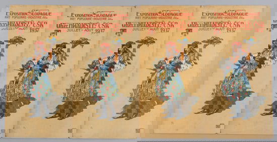 4 VINTAGE FRENCH CZECH EXHIBITION POSTERS