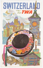 TWA SWITZERLAND TRAVEL POSTER BY DAVID KLEIN