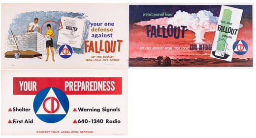 3 NUCLEAR WAR FALLOUT PROTECTION POSTERS