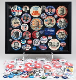90 VINTAGE AND MODERN POLITICAL BUTTONS [TRUMP, REAGAN, KENNEDY]