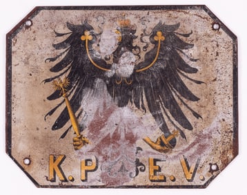 IMPERIAL GERMAN PRUSSIAN K.P.E.V. RAILWAY PLAQUE