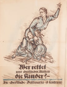 ORIGINAL 1919 GERMAN ELECTION CSPP POSTER ADOLF UZARSKI