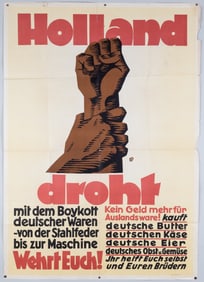 GERMANY BOYCOTT POSTER 'HOLLAND THREATENS'