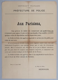 4 WWI FRENCH POLICE PREFECTURE BROADSIDES