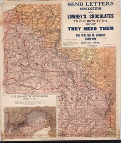 LOWNEY'S CHOCOLATES WWI WESTERN FRONT MAP