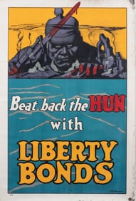 2 WWI ANTI-GERMAN LIBERTY BONDS POSTERS