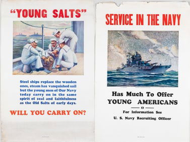 TWO U.S. NAVY RECRUITMENT POSTERS BY J.W. BURBANK