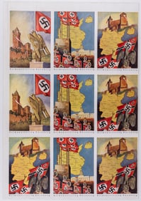 1939 NUREMBERG RALLY POSTCARDS UNCUT SHEET [9 CARDS]