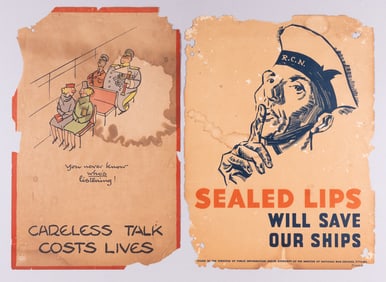 2 WWII ALLIED CARELESS TALK POSTERS
