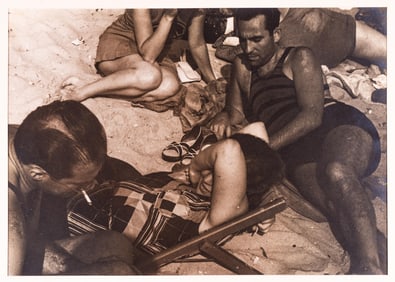 MEHEMED FEHMY AGHA VINTAGE PHOTOGRAPH AT BEACH IN FRANCE