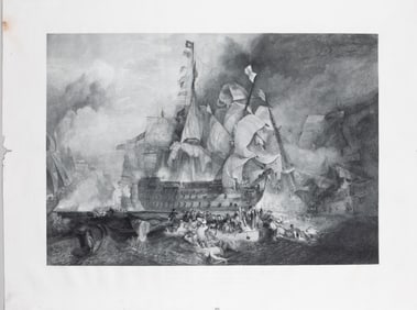BATTLE OF TRAFALGAR B/W LITHOGRAPH