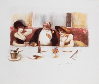 JEAN VEBER HAND COLORED ENGRAVING