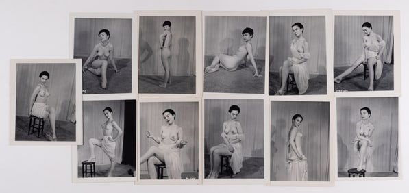 VINTAGE STRIP SET 11 NUDE STRIPTEASE PHOTOGRAPHS