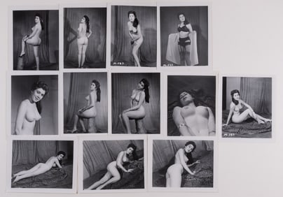 VINTAGE STRIP SET 12 NUDE STRIPTEASE PHOTOGRAPHS