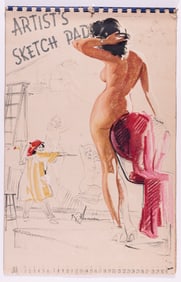 1951 PINUP GIRL CALENDAR BY KO MUNSON - ARTIST'S SKETCH PAD - COMPLETE