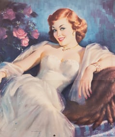 2 VINTAGE BEAUTY GIRLS POSTER & 1940 CALENDAR