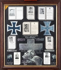 WWII GERMAN IRON CROSS DEATH CARD DISPLAY
