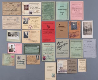 25 GERMAN THIRD REICH ID AND MEMBERSHIP DOCUMENTS