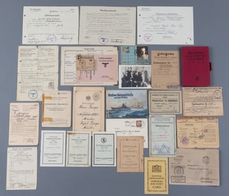 GERMAN THIRD REICH DOCUMENT GROUPING [24 PIECES]