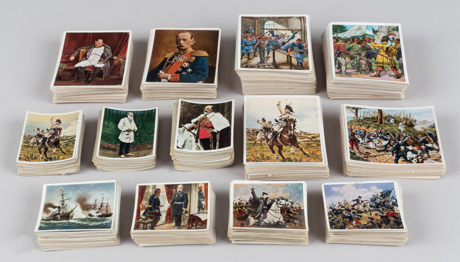1000+ HUGE COLLECTION OF GERMAN CIGARETTE CARDS: Huge lot of 1000+ German cigarette cards, including sets of 204 cards of 'Glorious Pages of German History,' 286 cards of 'German Culture Images,' 176 cards of 'The Greats of World History,' 448 cards