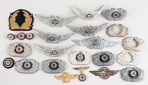 20 GERMAN NSDAP AND LUFTWAFFE CAP BADGES