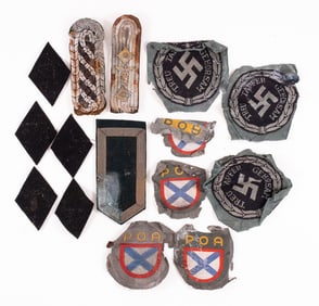 15 DUG GERMAN SS INSIGNIA PATCHES AND SHOULDER BOARDS
