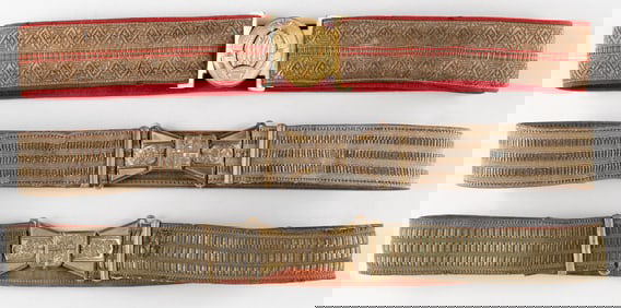 3 WWII SLAVIC OFFICER BELTS