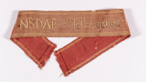 RARE WWII NSDAP STELLUNGSBAU CUFF TITLE - FORTIFICATION CONSTRUCTION