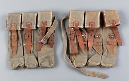 2 WWII GERMAN MP40 MAGAZINE POUCHES