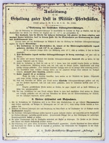 1908 GERMAN MILITARY HORSE STABLE AIR QUALITY SIGN