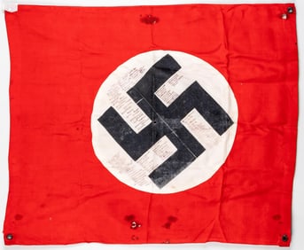 AMERICAN CAPTURED GI SIGNED NORTH AFRICAN NAZI VEHICLE FLAG