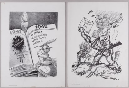 2 WWII MARINE CORPS PROPAGANDA WINDOW CARDS
