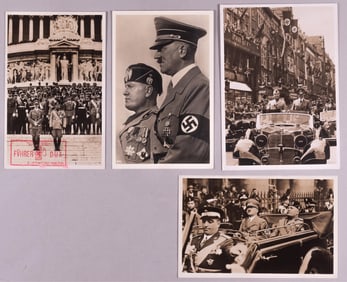 4 ADOLF HITLER AND MUSSOLINI POSTCARDS