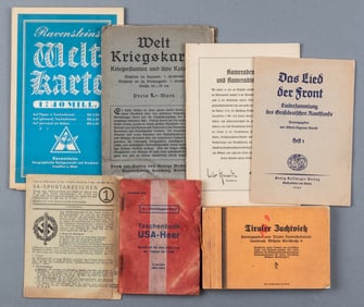 7 WWII GERMAN SOLDIER MANUALS AND MAPS