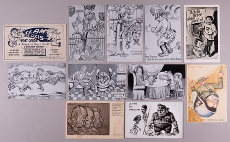 10 ANTI-AXIS PROPAGANDA POSTCARDS