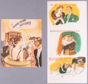 2 WWII JAPANESE EROTIC PROPAGANDA LEAFLETS