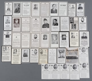 32 WWII GERMAN DEATH CARDS [SS, LUFTWAFFE, INFANTRY]