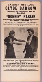 BONNIE AND CLYDE 1935 WESTERN MOVIE HANDBILL