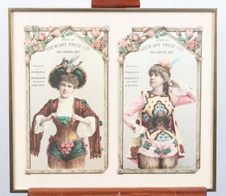 2 VINTAGE STEWART FRUIT CO. ADVERTISING CARDS