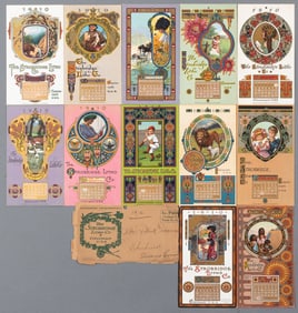24 STROBRIDGE LITHO CO. CALENDAR CARDS [1909 AND 1910]