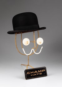 VINTAGE CHAMP HATS DISPLAY STAND W/ HAT