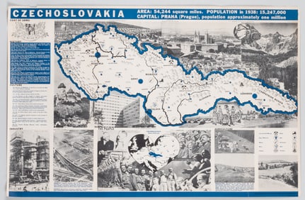 VINTAGE CZECHOSLOVAKIA AMERICAN TRAVEL MAP