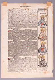 ANTIQUE HARTMANN SCHEDEL NUREMBERG CHRONICLE COLOR WOODCUT PAGE