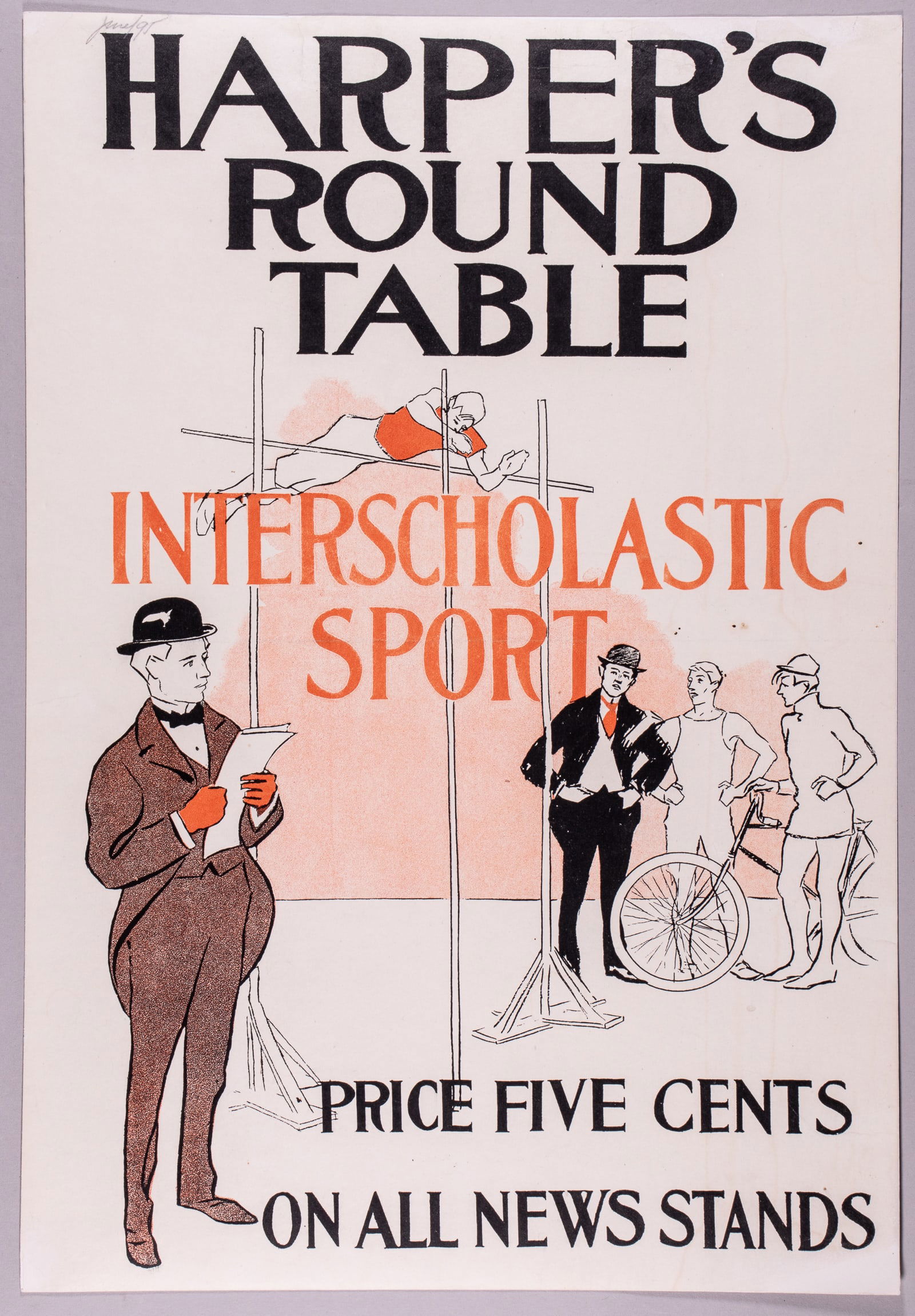 EDWARD PENFIELD HARPER'S ROUND TABLE SPORT POSTER: Original Harper's Round Table Interscholastic Sport - Poster advertisement for Harper's Magazine, published in 1895. Artwork by Edward Penfield (1866-1925), 10.75 x 15.75 inches.