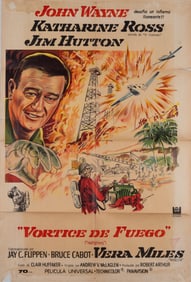 JOHN WAYNE HELLFIGHTERS MOVIE POSTER IN SPANISH