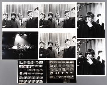6 BEATLES PHOTOGRAPHS AND 2 CONTACT SHEETS
