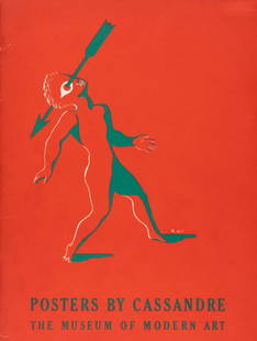 POSTERS BY CASSANDRE MOMA EXHIBIT CATALOG 1936: Original 'Posters by Cassandre' art catalog, published 1936 by The Museum of Modern Art. Red soft-cover book with sixteen pages, eight of the pages feature different posters, with artwork by French po